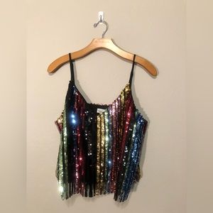 Rainbow Sequin Tank Top
